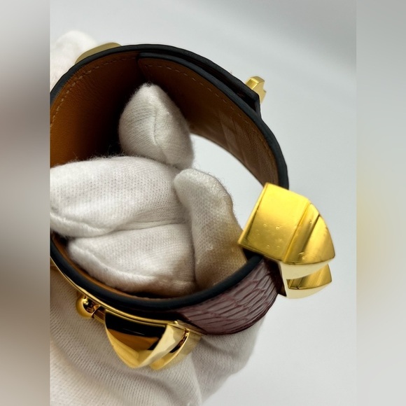 Hermes CDC Collier de Chien Rouge H Red Alligator Croc GHW Guc Size M 2012 - Picture 13 of 15